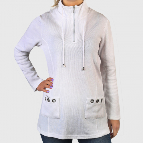Белая кофта туника Capture – стильный Smart Casual с высоким воротом ...