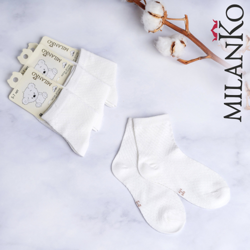 Детские носки бесшовные (сеточка белые) MilanKo IN-166