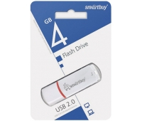 Флеш-диск 4 GB, SMARTBUY Crown, USB 2.0, белый, SB4GBCRW-W, 512770/227877