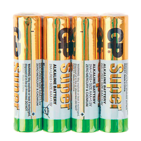 Батарейки GP Super, AAA (LR03, 24А), алкалиновые, 4 шт., в пленке, 24ARS-2SB4 454089