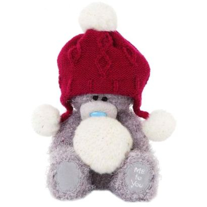 Мишка teddy Me to You 18 см в красной шапке с помпончиками G01W3303