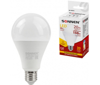 Лампа светодиодная SONNEN, 20 (150) Вт, цоколь Е27, груша, теплый белый, 30000 ч, LED A80-20W-2700-E27, 454921