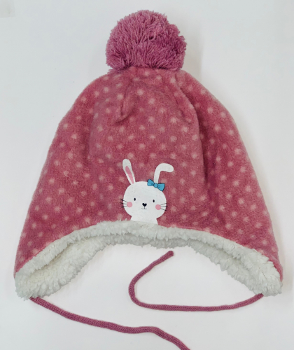 Розовая детская шапка Topomini на меху  №4601