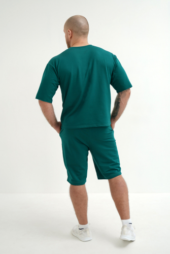 Костюм спортивный мужской с шортами КСМ 005 (Изумруд)