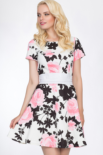 Платье #51640Белый/розовый