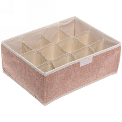 Коробка для хранения вещей 12 ячеек 32*23*12 Уют розовая