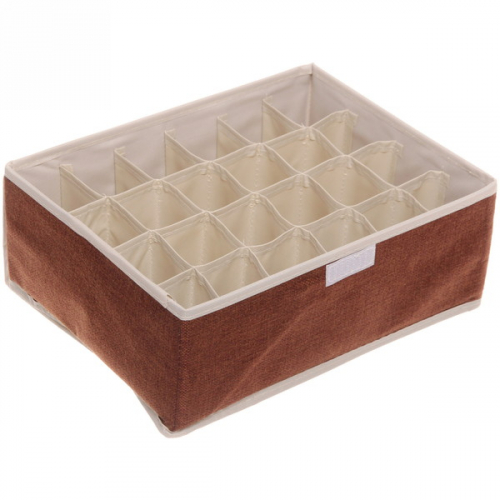 Коробка для хранения вещей 24 ячейки 32*24*12 Уют коричневая