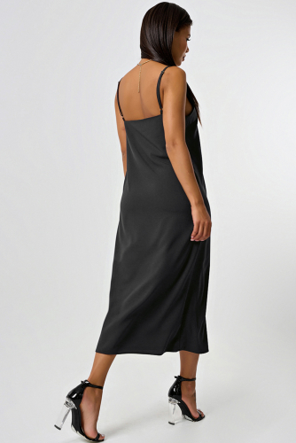 Платье-комбинация миди в бельевом стиле черное
