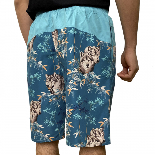 Бирюзовые мужские шорты с фирменным принтом от Septwolves №5019