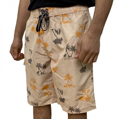 Светлые мужские шорты с принтом Septwolves №5022