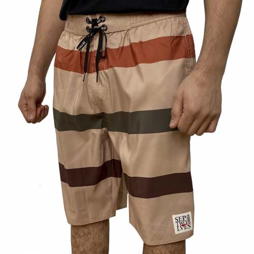 Мужские шорты Septwolves песочного цвета в полоску №5038