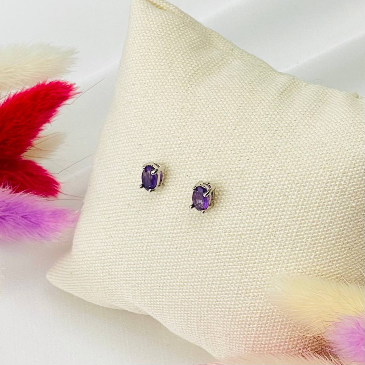 Радуга Самоцветов Серьги-пусеты с Аметистом