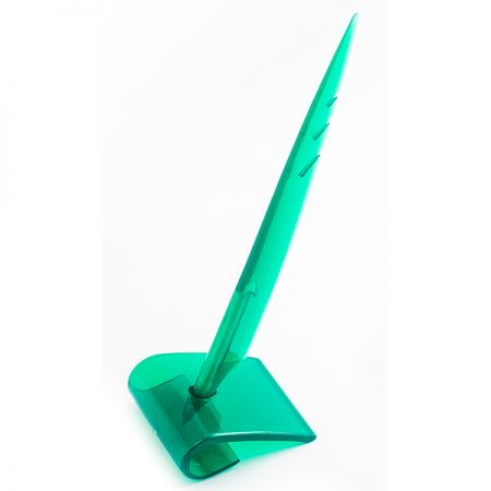 Ручка Перо на подставке зеленая шариковая