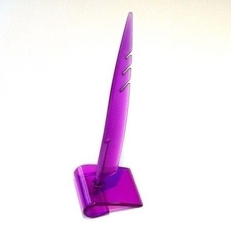 Ручка Перо на подставке фиолетовая шариковая