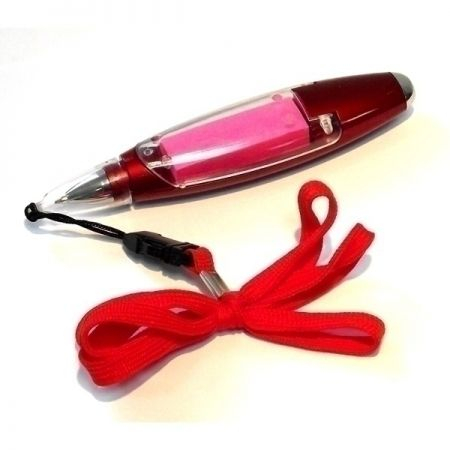 Ручка со стикерами и фонариком красная