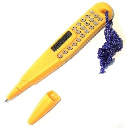 Ручка Калькулятор и линейка желтая шариковая