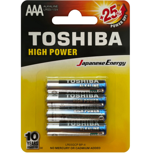 TOSHIBA (мизинчиковые) алкалиновые батарейки 4 шт. - 102р