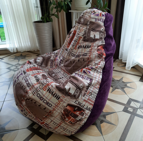 Кресло-груша Лондон(3 клина)+велюр фиолетовый(3 клина).
