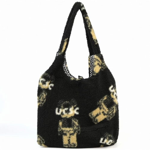 Женская меховая сумка шоппер Мех-13 Медведи Блек