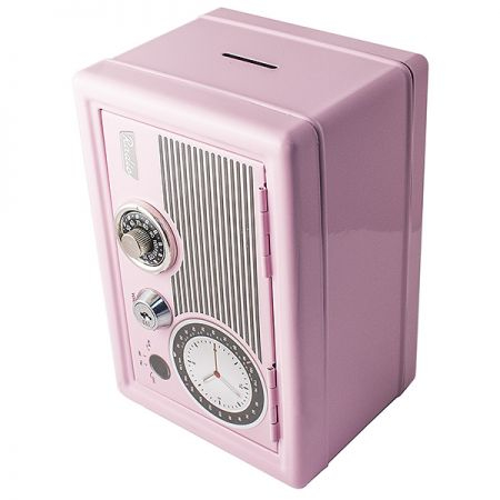 Копилка сейф с ключом Радио-ретро розовый