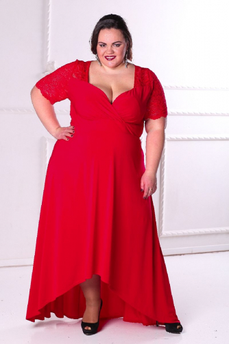 Платье вечернее с кружевной кокеткой красное