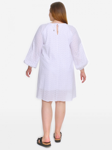 Платье из хлопка с рукавом реглан, шитье белого цвета