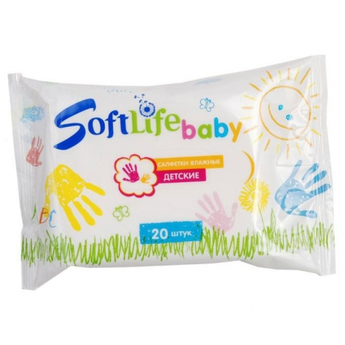 Влажные детские салфетки Softlifebaby 20шт