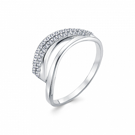 Кольцо с фианитом родированное серебро 925*