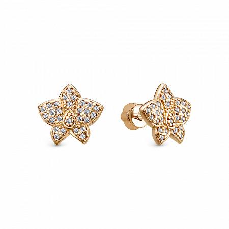 Серьги с фианитом позолоченные серебро 925*