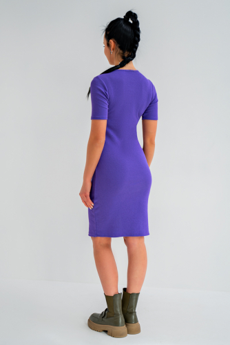Платье с коротким рукавом c разрезом П 294 (Фиолетовый)