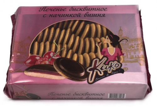  печенье бисквитное КиКо вишня в темной глазури