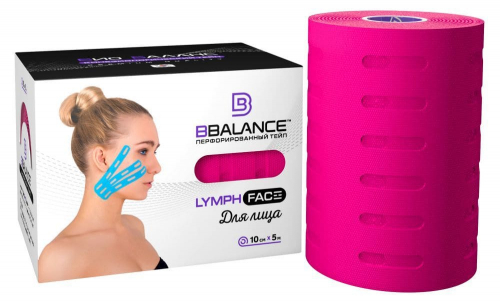 Перфорированный тейп для лица BB LYMPH FACE™ 10 см × 5 м хлопок розовый