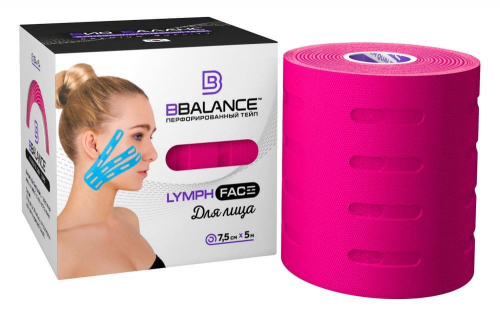 Перфорированный тейп для лица BB LYMPH FACE™ 7,5 см × 5 м хлопок розовый