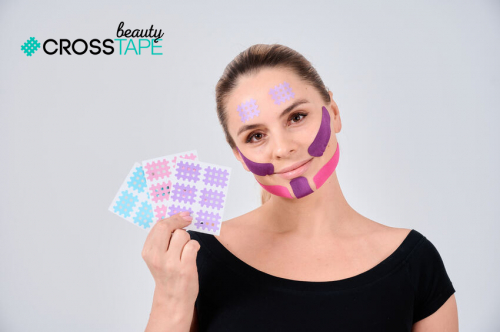 Кросс тейпы для лица CROSS TAPE BEAUTY™ 2,8см× 3,6см (размер B) цвет сакура