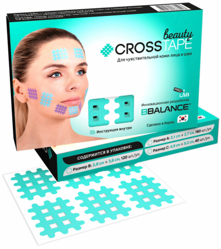 Кросс тейпы для лица CROSS TAPE BEAUTY™ 2,8см× 3,6см (размер B) цвет мята
