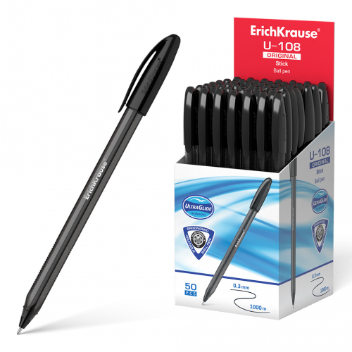 Ручка шариковая ErichKrause® U-108 Original Stick 1.0, Ultra Glide Technology, цвет чернил черный (в коробке по 50 шт.)