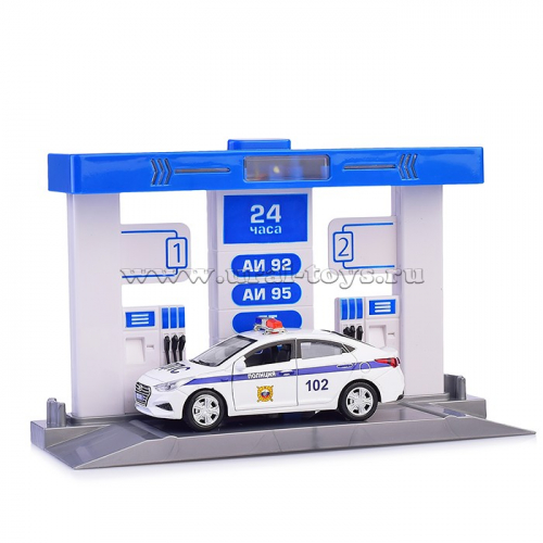 Автозаправочная станция с машинкой 21см., (свет-звук) в коробке