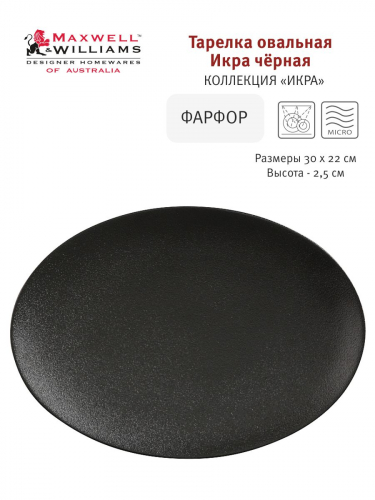 Блюдо, 30х22 см, фарфор P, овальное, черное, матовое, Caviar Black, 56542