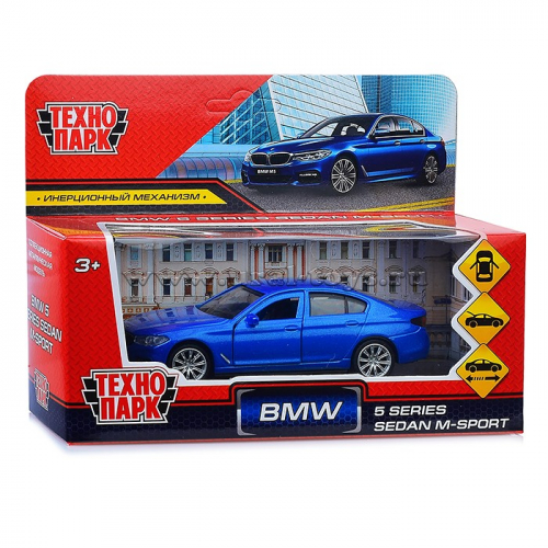 Машина металл BMW 5-ER Sedan M-Sport, 12 см, (откр. двери, багаж, син,) в коробке