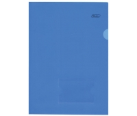 Папка-уголок с карманом для визитки, А4, синяя, 0,18 мм, AGкм4 00102, V246955 227403