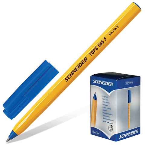 Ручка шариковая синяя одноразовая, толщина письма 0,3 мм SCHNEIDER TOPS F 505 (141216)