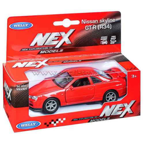 Машинка 1:38 Nissan Skyline GT-R R34, пруж. мех., цвет в асс.