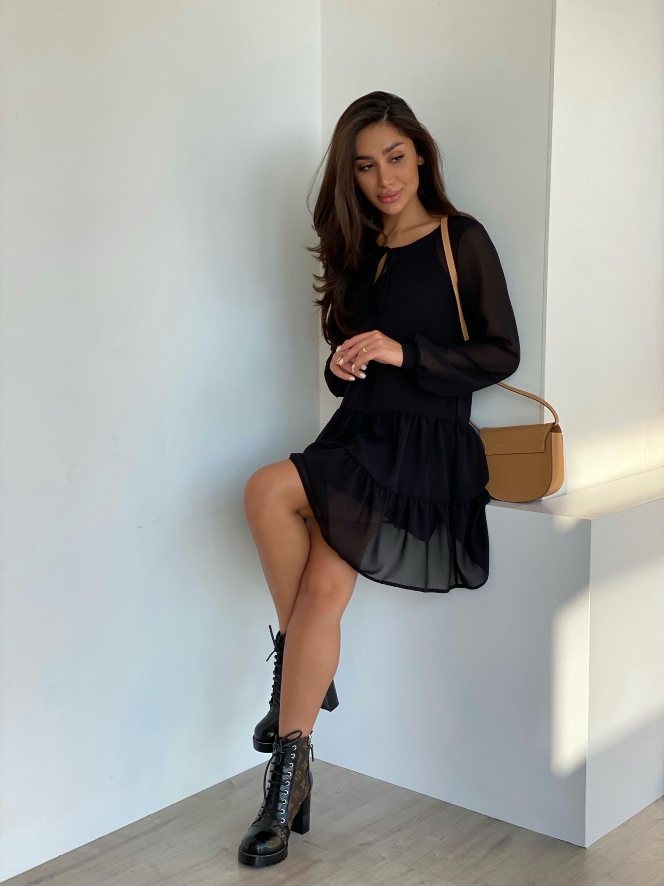 4535 Платье из шифона чёрное