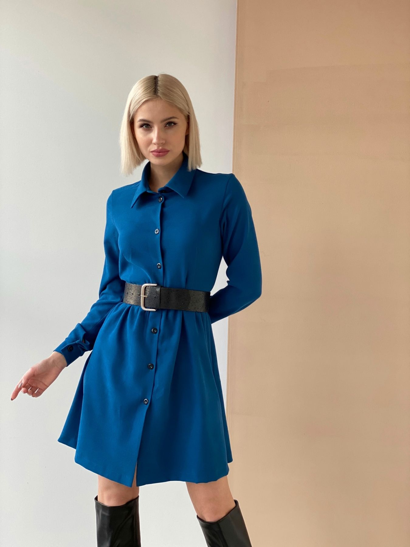 5566 Платье вельветовое в цвете