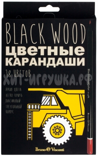 Карандаши цветные пластик 18 цв. BlackWoodColor в ассортименте Bruno Visconti 30-0098, 30-0098