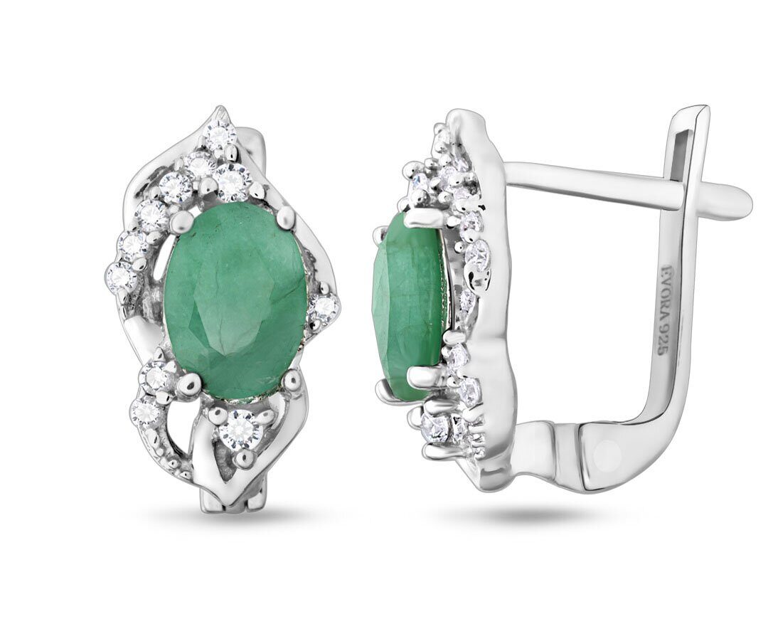 Серьги из серебра изумруд, Агата