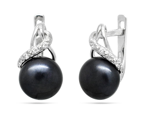 Серьги из серебра жемчуг, см030ч