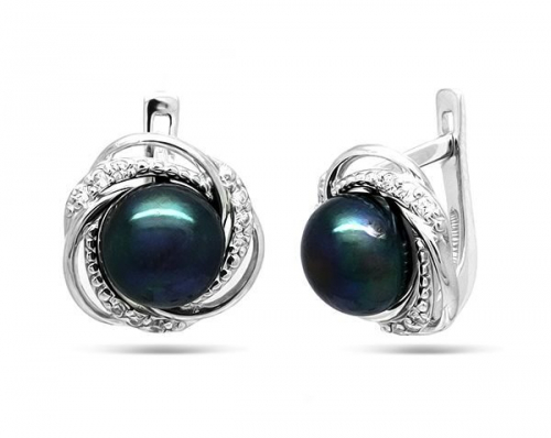 Серьги из серебра жемчуг, С1371ч