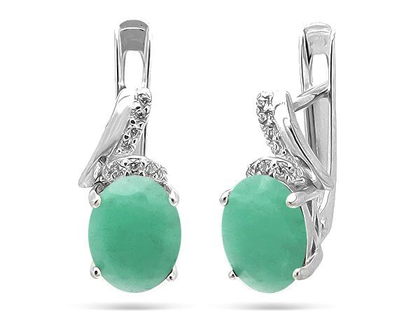 Серьги из серебра изумруд берилл, SL-RIC61