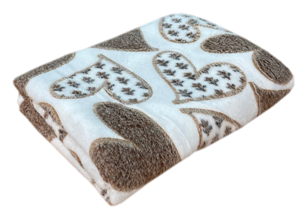 Плед велсофт БЕЖЕВЫЕ СЕРДЦА БАМБУК р-р 170х200